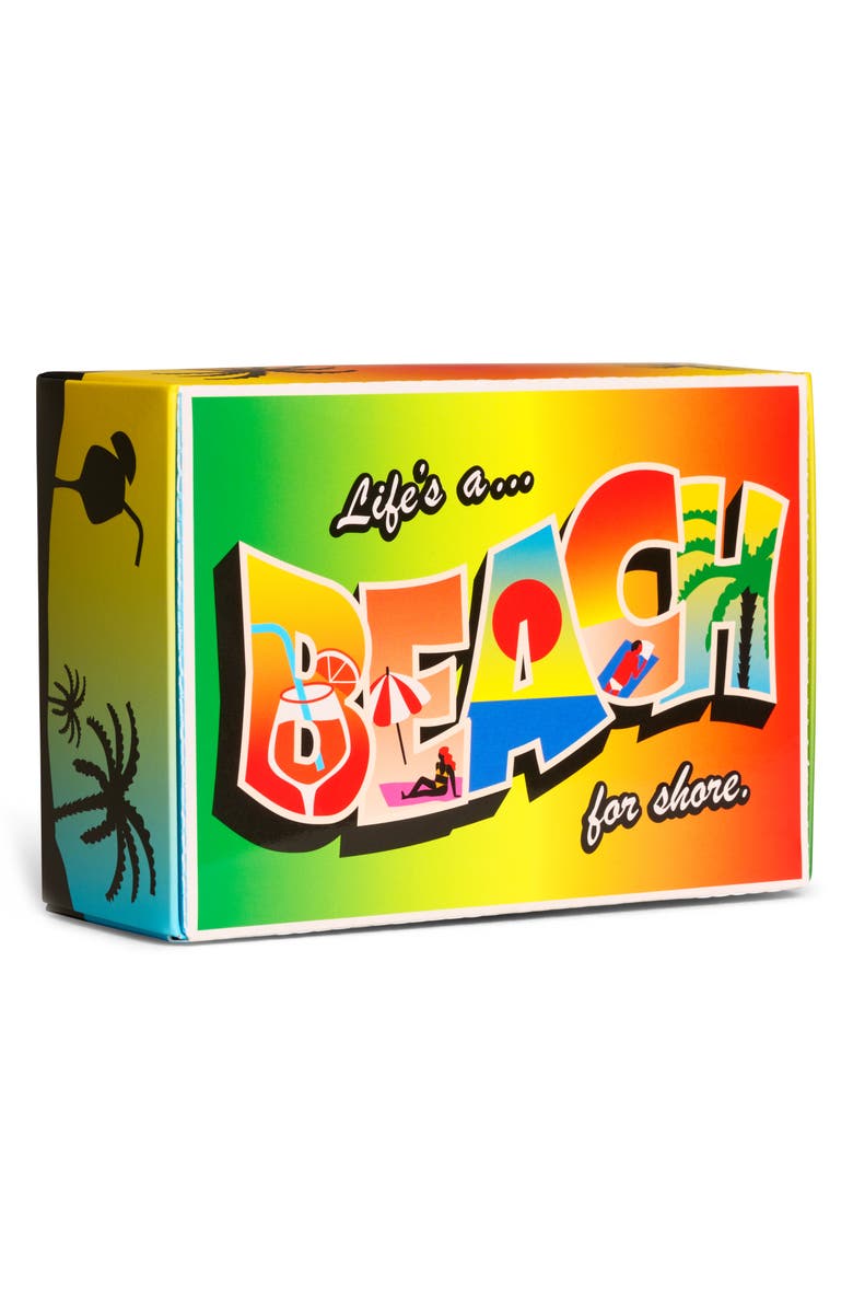 Happy Socks Beach Life Assorted 2-Pack Crew Socks Socks Gift Box, Alternate, color,