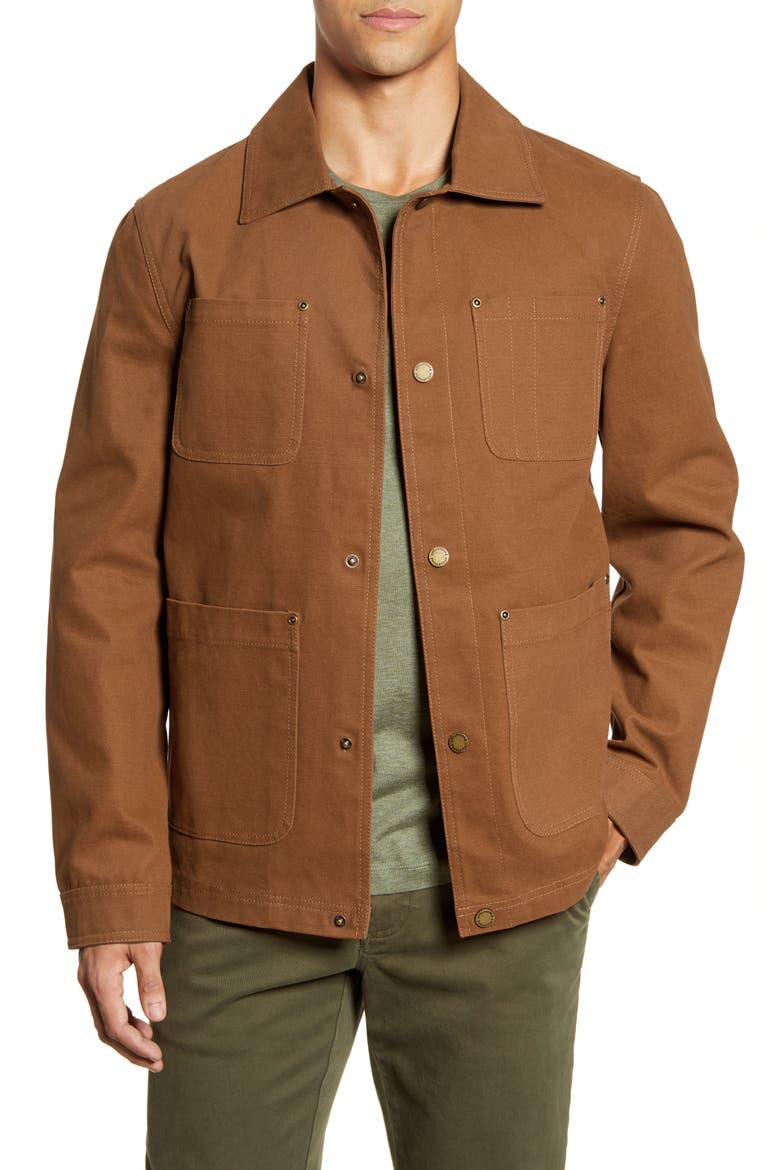 Baldwin Four Pocket Water Resistant Canvas Jacket, Main, color, WHISKEY