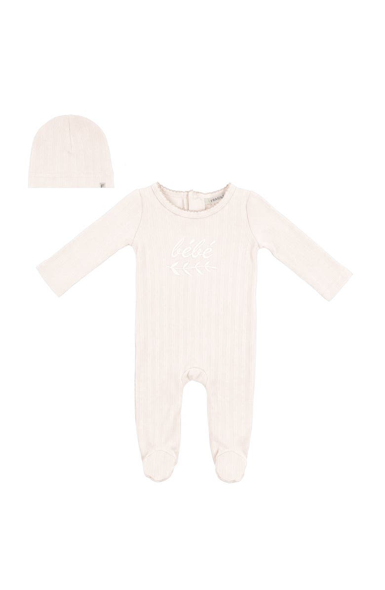 Fragile Lace Rib Romper with Matching Hat, Main, color, Off White