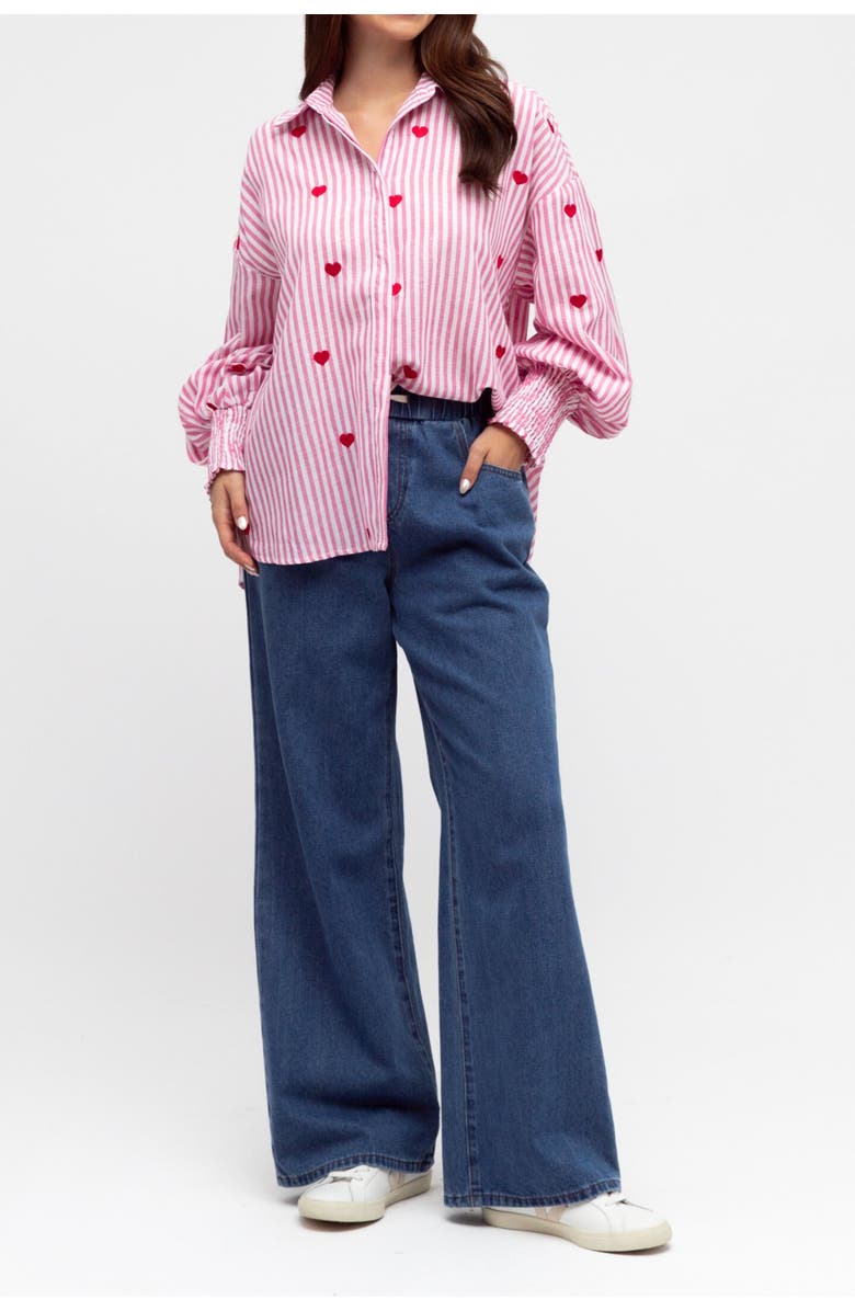 Label of Love Heart Embroidered Shirt, Alternate, color, Pink