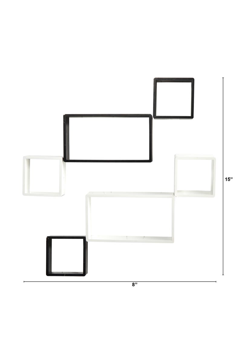 15-in Modern Wall Art Décor Floating Shelves, Alternate, color, Black/White
