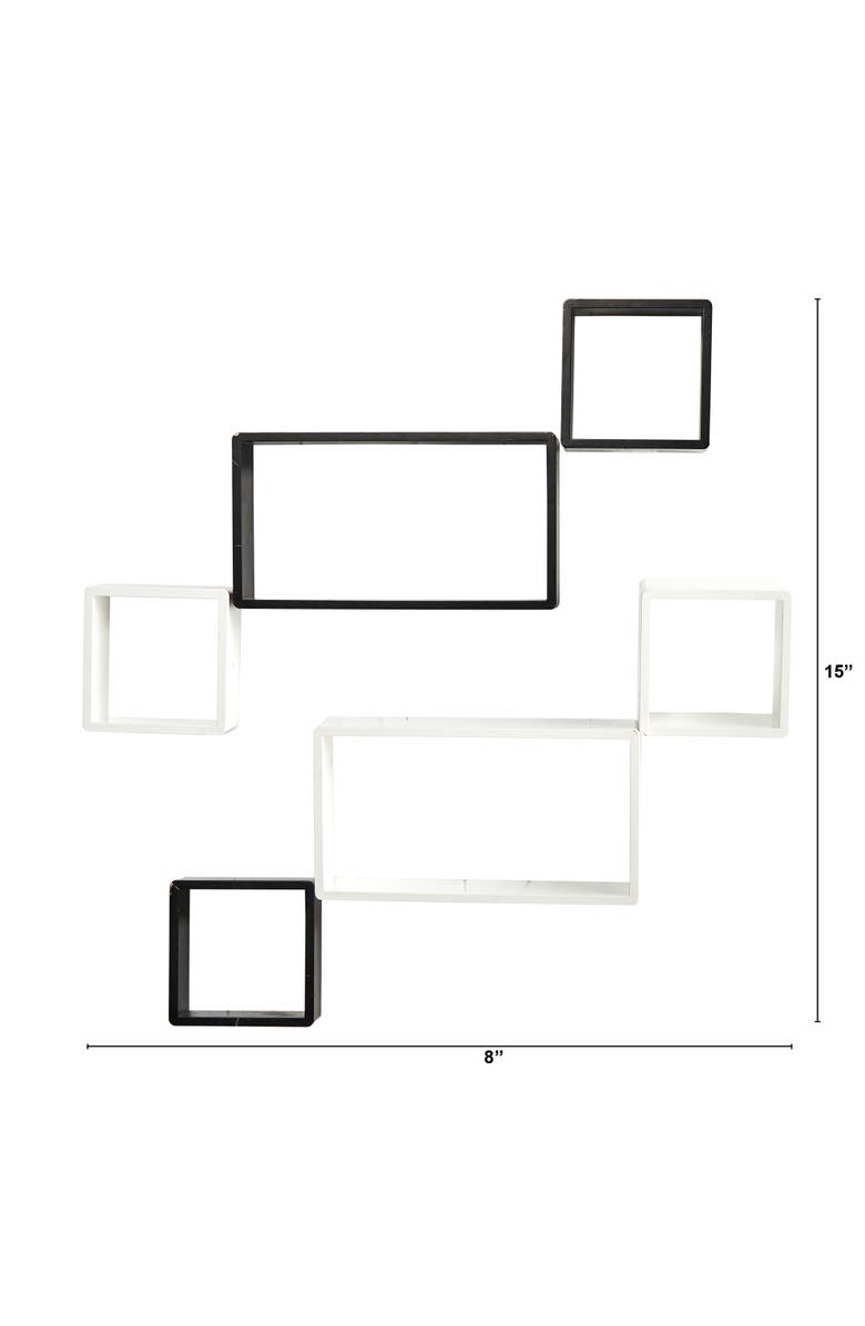 NEARLY NATURAL 15-in Modern Wall Art Décor Floating Shelves, Alternate, color, Black/White