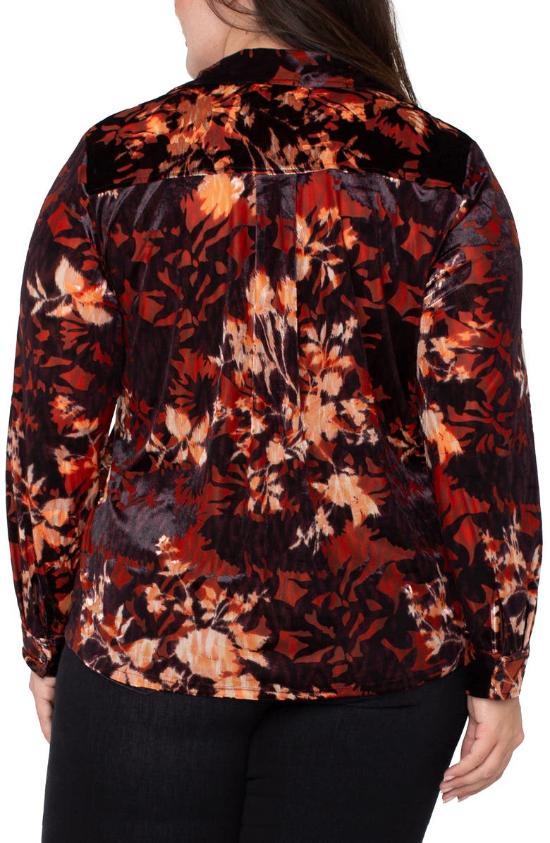 Liverpool Los Angeles Floral Print Burnout Velvet Shirt, Alternate, color, 