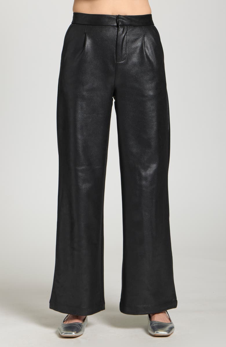 APNY Pleated Faux Leather Wide Leg Pants, Main, color, 