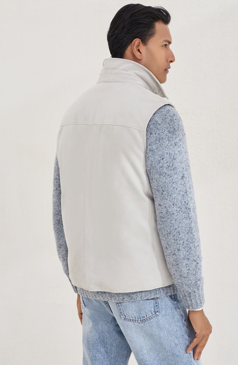 Brunello Cucinelli Suede down vest, Alternate, color, Ivory