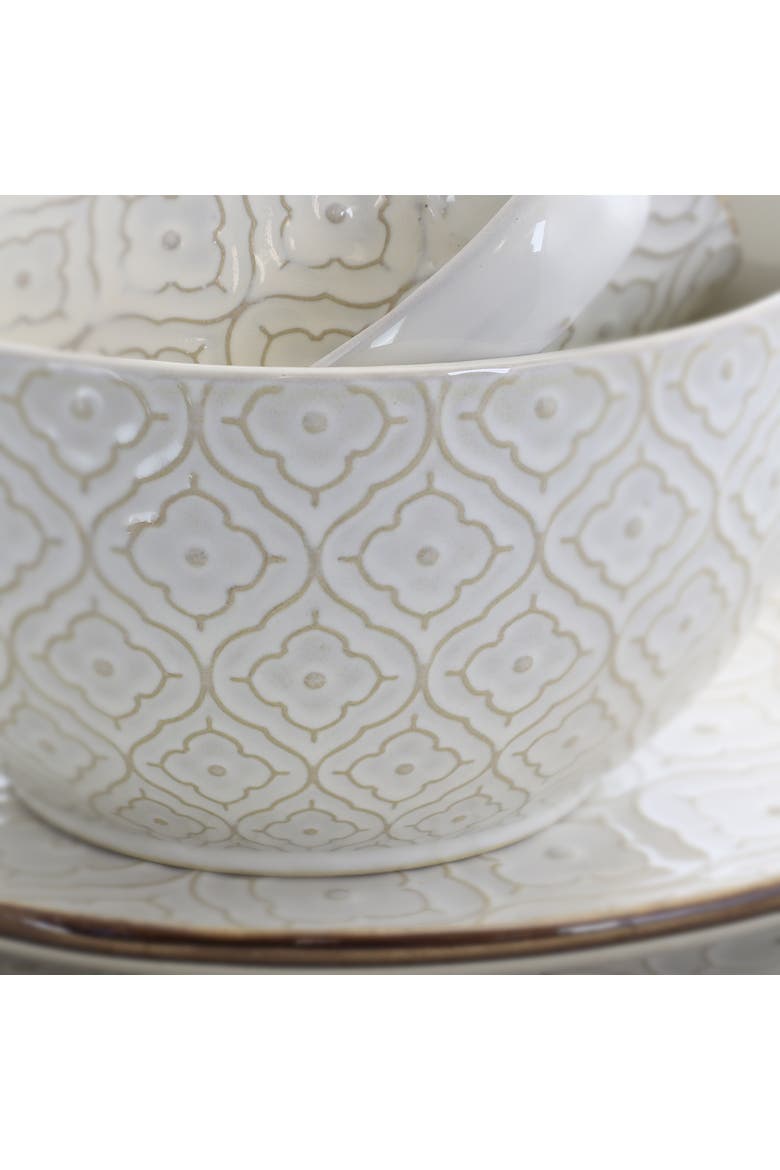 White Lily 16 Piece Stoneware Dinnerware, Alternate, color, Off-White