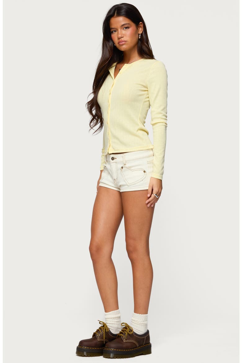 Maeva Pointelle Button-Up Top, Alternate, color, YELLOW