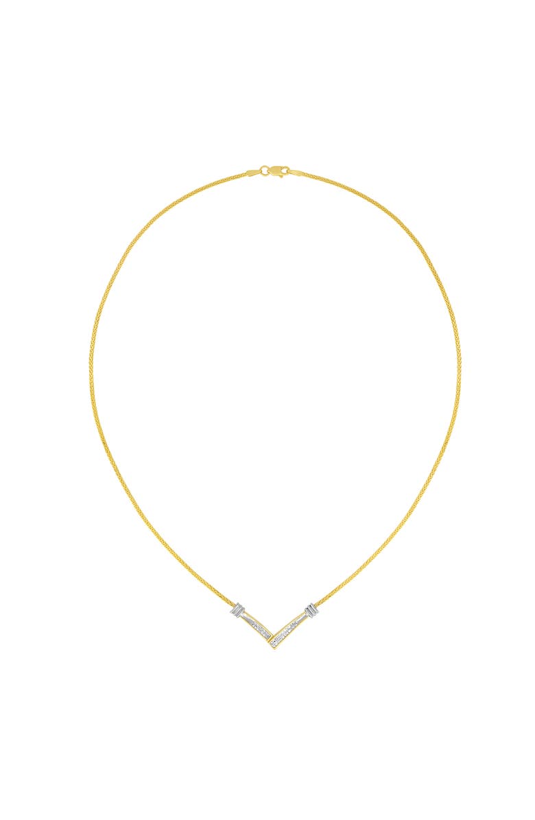 Haus of Brilliance 14K Yellow and White Gold 1/4 Cttw Diamond "V" Shape 18" Pendant Necklace, Alternate, color, Yellow
