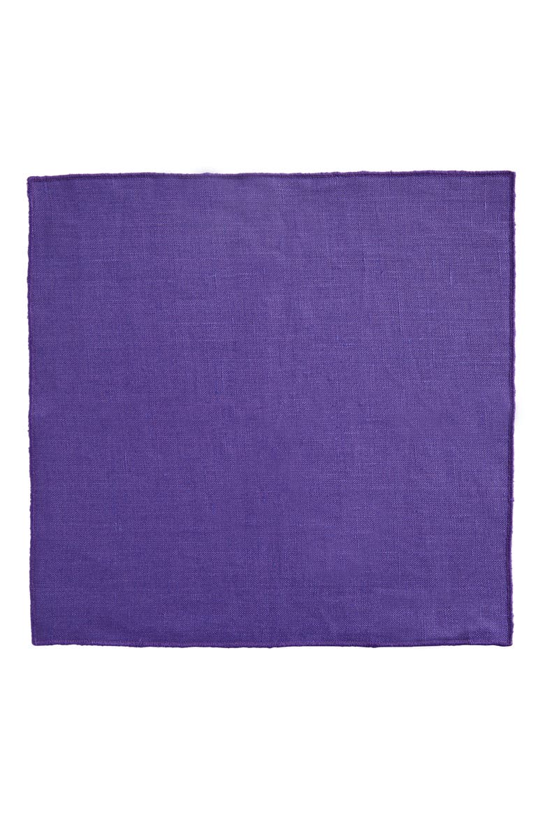 Solid Linen Pocket Square, Alternate, color, PURPLE