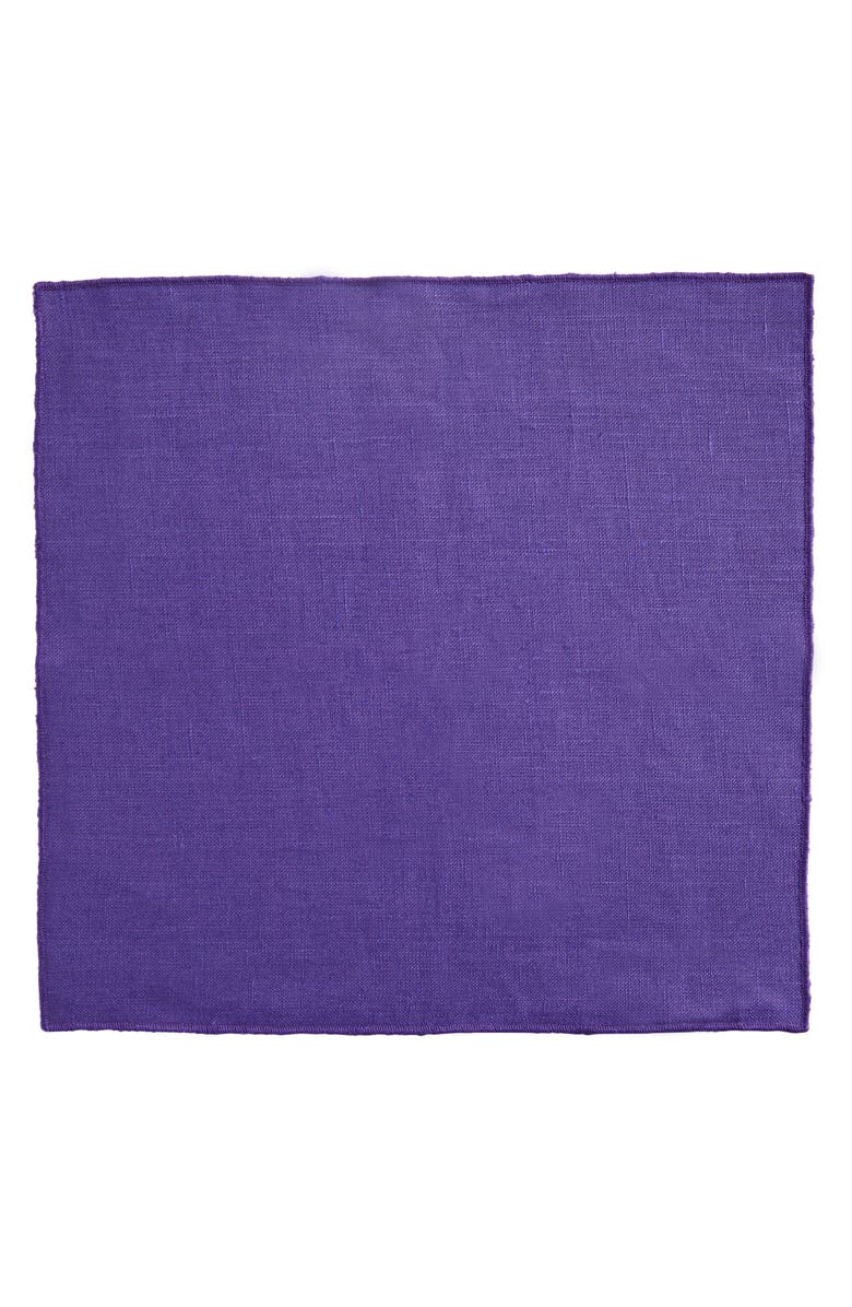 CLIFTON WILSON Solid Linen Pocket Square, Alternate, color, Purple