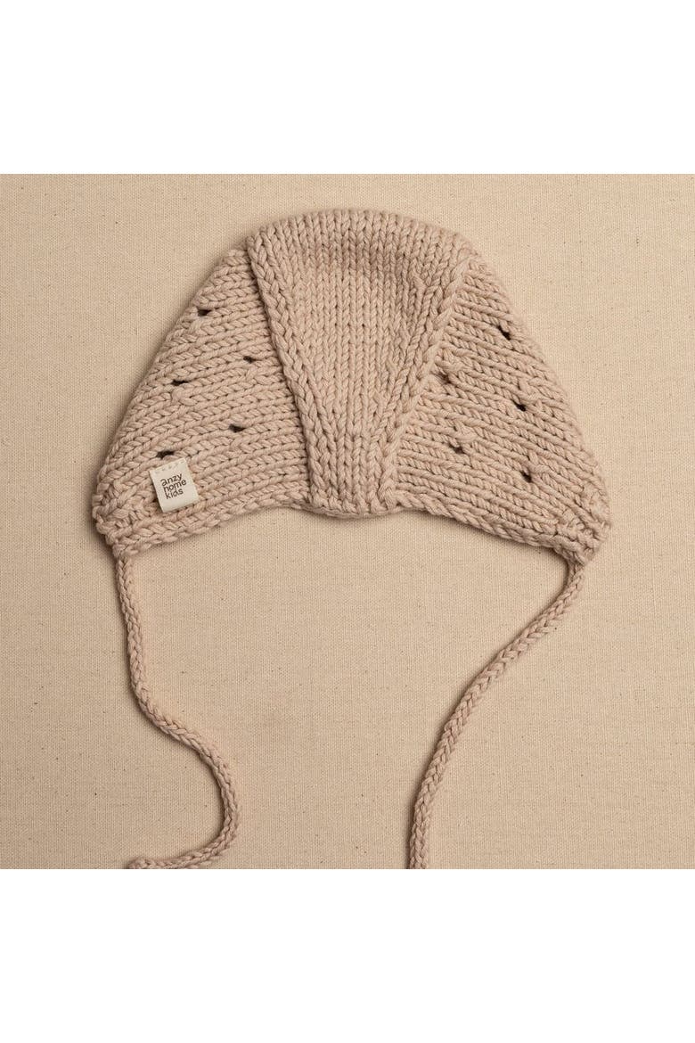 Bonnet & Booties Pointelle Set, Alternate, color, Sand