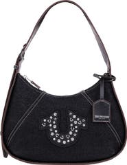 True Religion Studded Logo Denim Shoulder Bag