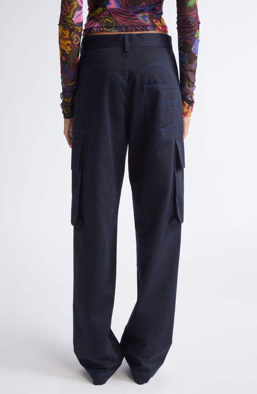 Area Flower Embellished Cargo Pants In Blue