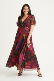 Scarlett & Jo Isabelle Rose Angel Sleeve Maxi Dress