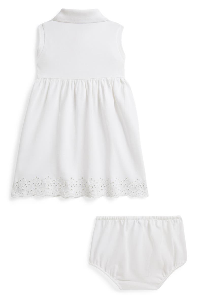 Stretch Mesh Sleeveless Polo Dress & Bloomers Set, Alternate, color, WHITE