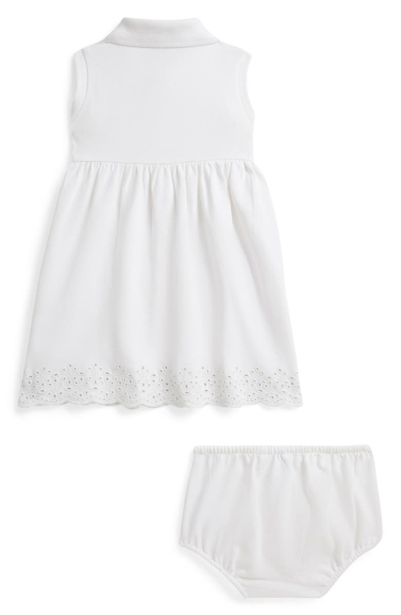 Ralph Lauren Stretch Mesh Sleeveless Polo Dress & Bloomers Set, Alternate, color, White