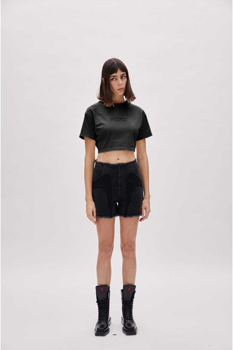Cotton Destroyed Crop Tee, Alternate, color, BLACK