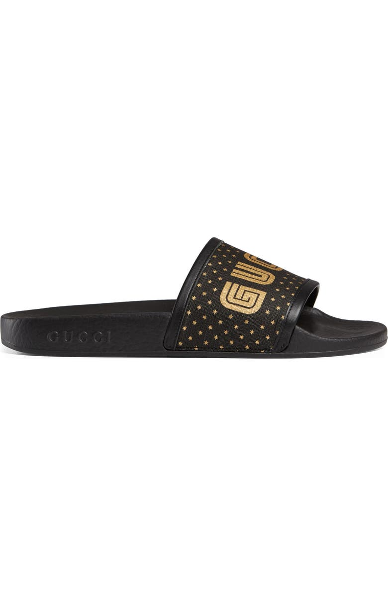 Gucci Pursuit Guccy Logo Slide Sandal, Alternate, color,