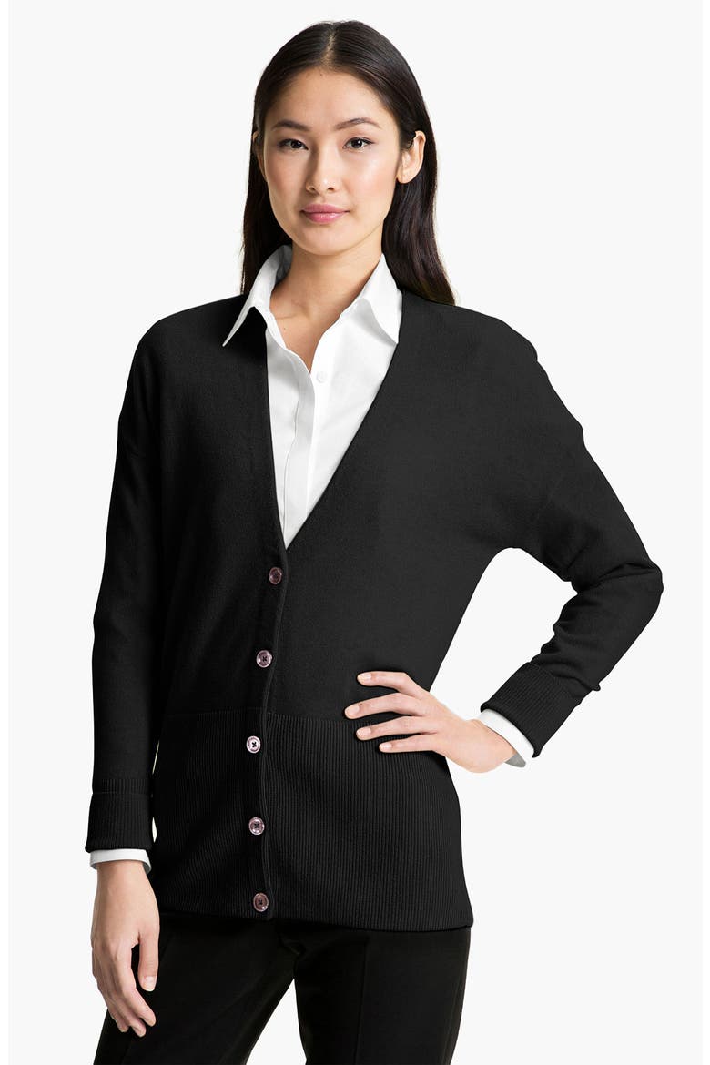 V-Neck Cashmere Cardigan, Main, color, BLACK