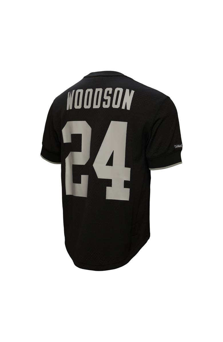Mitchell & Ness Men's Mitchell & Ness Charles Woodson Black Oakland Raiders Retired Player Name & Number Mesh Top, Alternate, color, Black