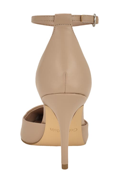 Calvin Klein Olettia Ankle Strap Pointed Toe Pump In Brown