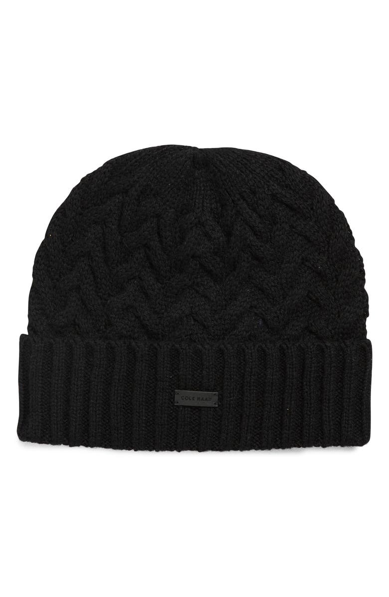 Cole Haan Chain Stitch Beanie, Main, color, Black