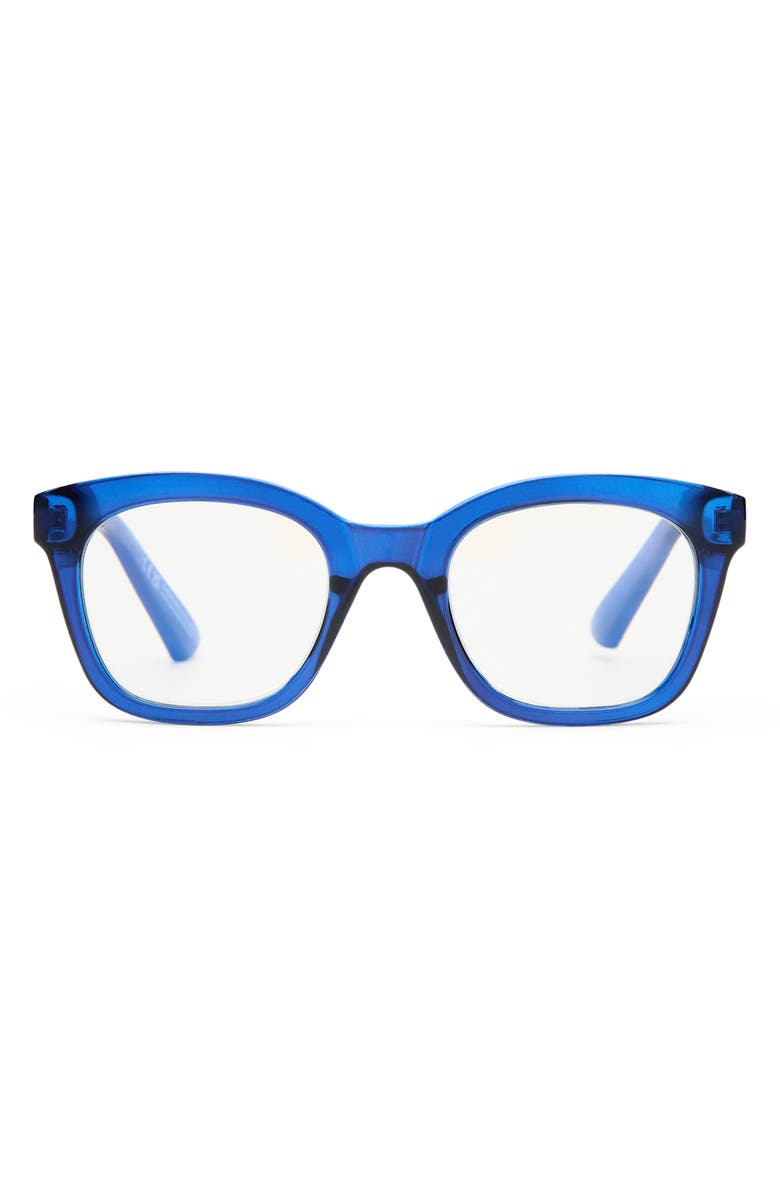 The Book Club The Beatrix 48mm Square Blue Light Blocking Reading Glasses, Main, color, Crystal Inkwell