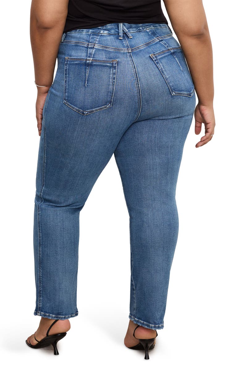 Good American Soft Tech Good Curve High Waist Straight Leg Jeans, Alternate, color,