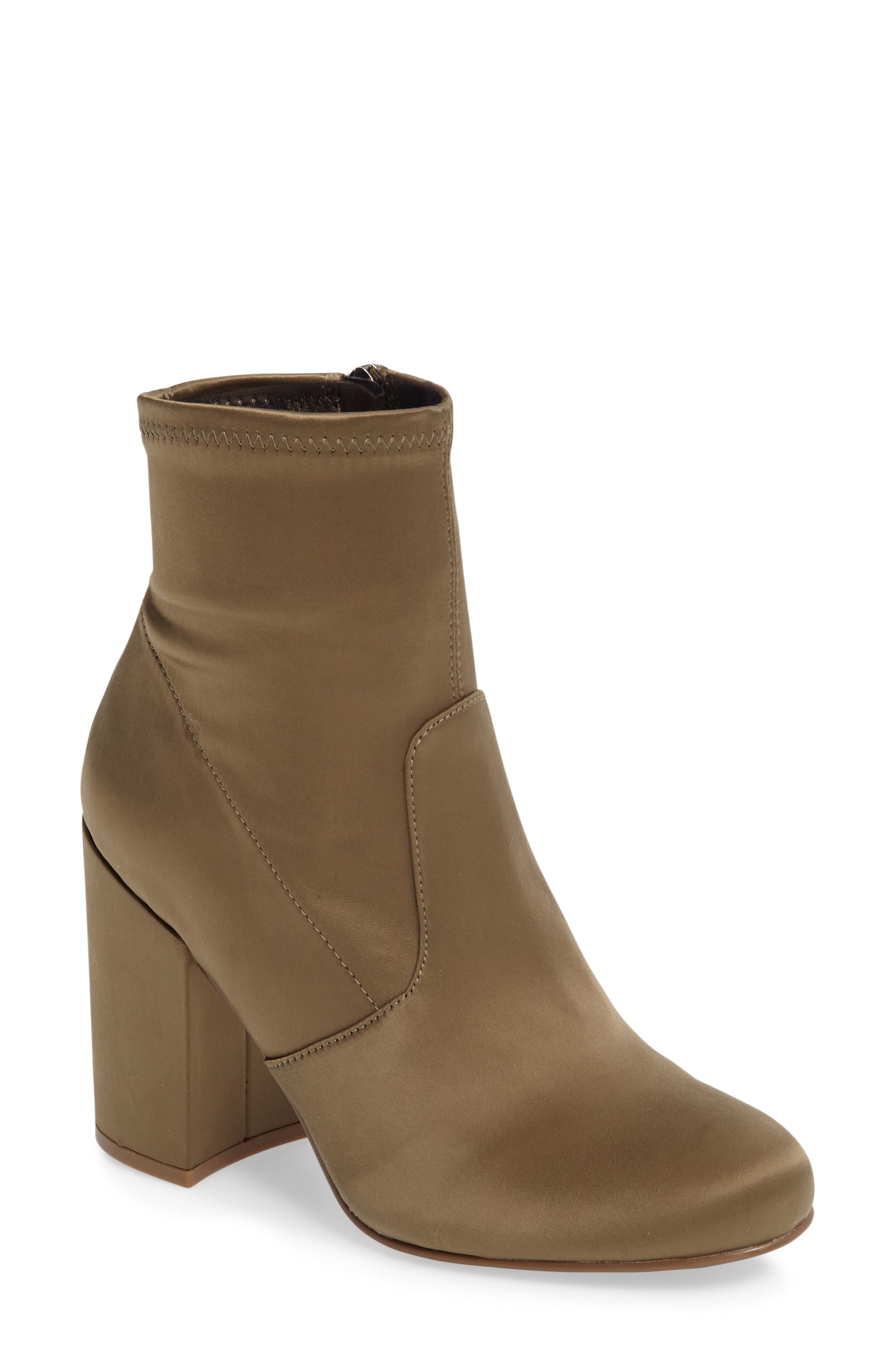 Gaze Bootie, Main, color, OLIVE SATIN