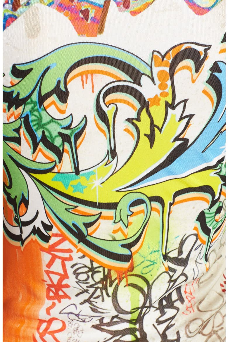 Graffiti Print Knit Top, Alternate, color, LIME