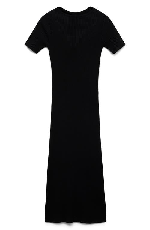 Mango Keyhole Rib Midi Dress In Black