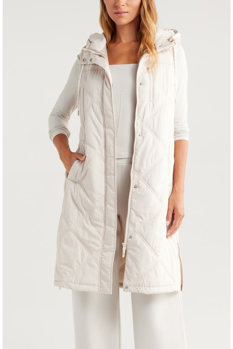 Long Hooded Puffer Vest, Main, color, GREY MOONBEAM