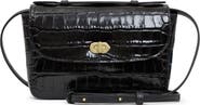 Clare V. Kathryn Croc Embossed Leather Shoulder Bag