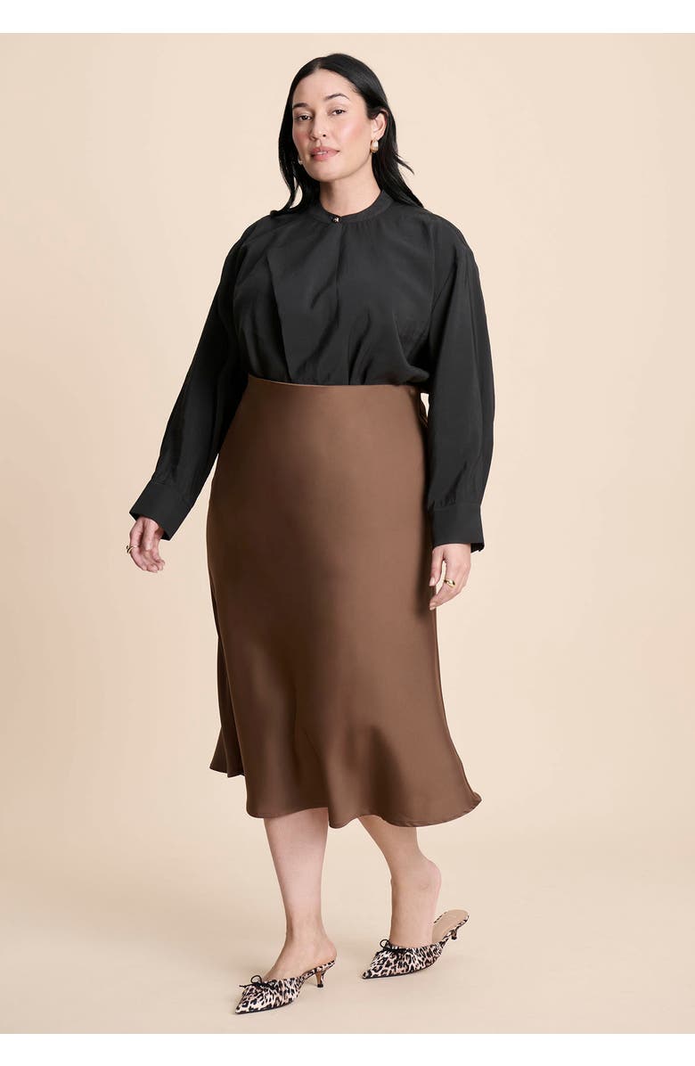 ELOQUII Neck Pleat Blouse, Alternate, color, Black Onyx