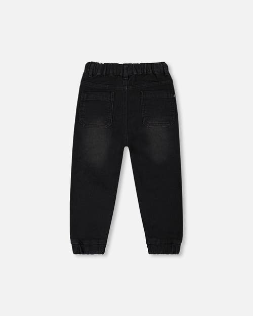 Deux Par Deux Little Boy's French Terry Denim Jogger Pant Black Jeans In Black Jeans