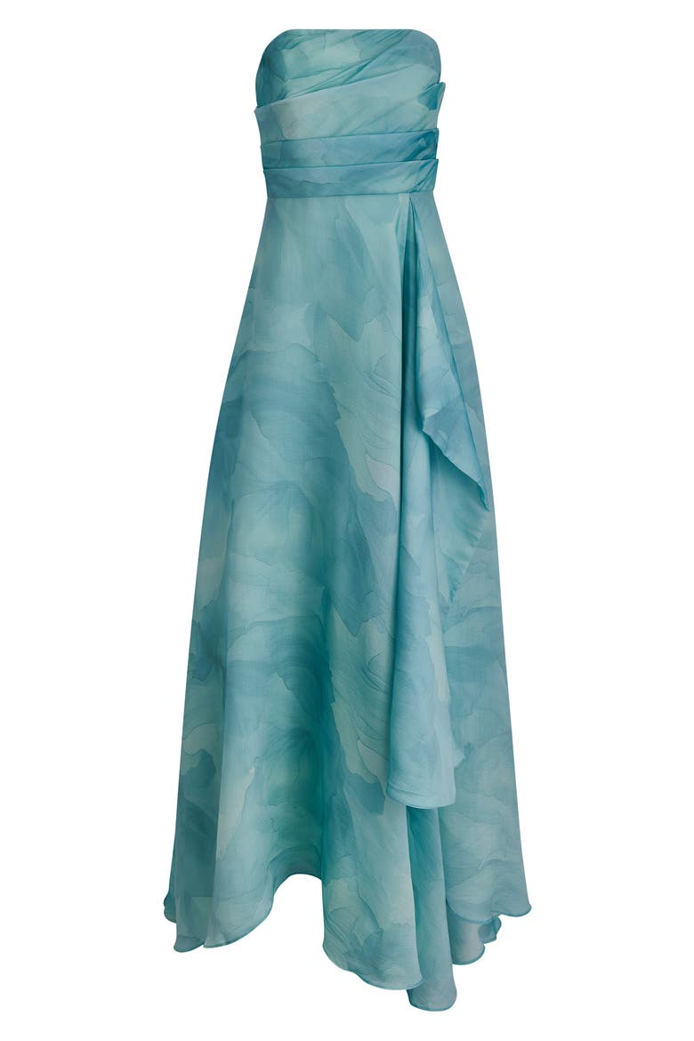 Abstract Floral Strapless Gown, Alternate, color, SEA MIST MULTI