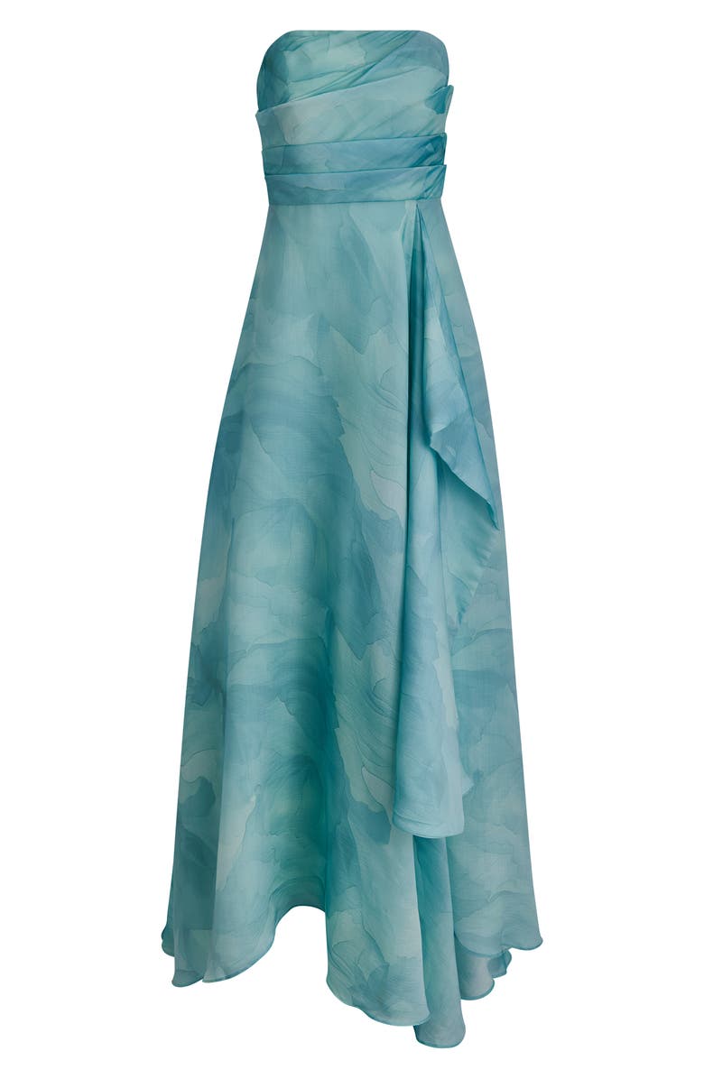 Donna Karan New York Abstract Floral Strapless Gown, Alternate, color, Sea Mist Multi