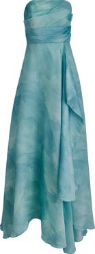 Donna Karan New York Abstract Floral Strapless Gown