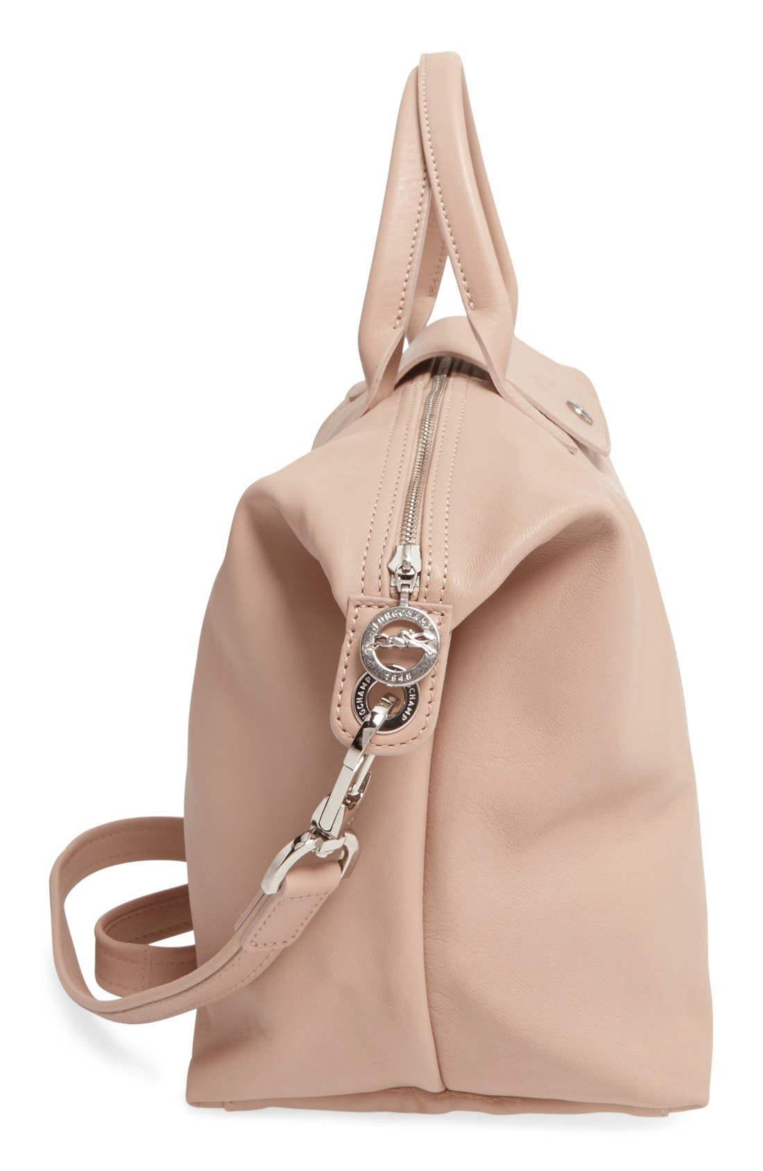 Longchamp Medium 'Le Pliage Cuir' Leather Top Handle Tote, Alternate, color, 