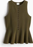 H&M Rib-knit Peplum Waistcoat