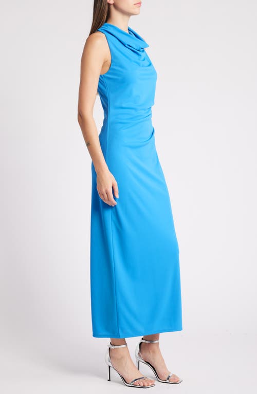 Wayf The Georgina Cowl Neck Gown In Blue