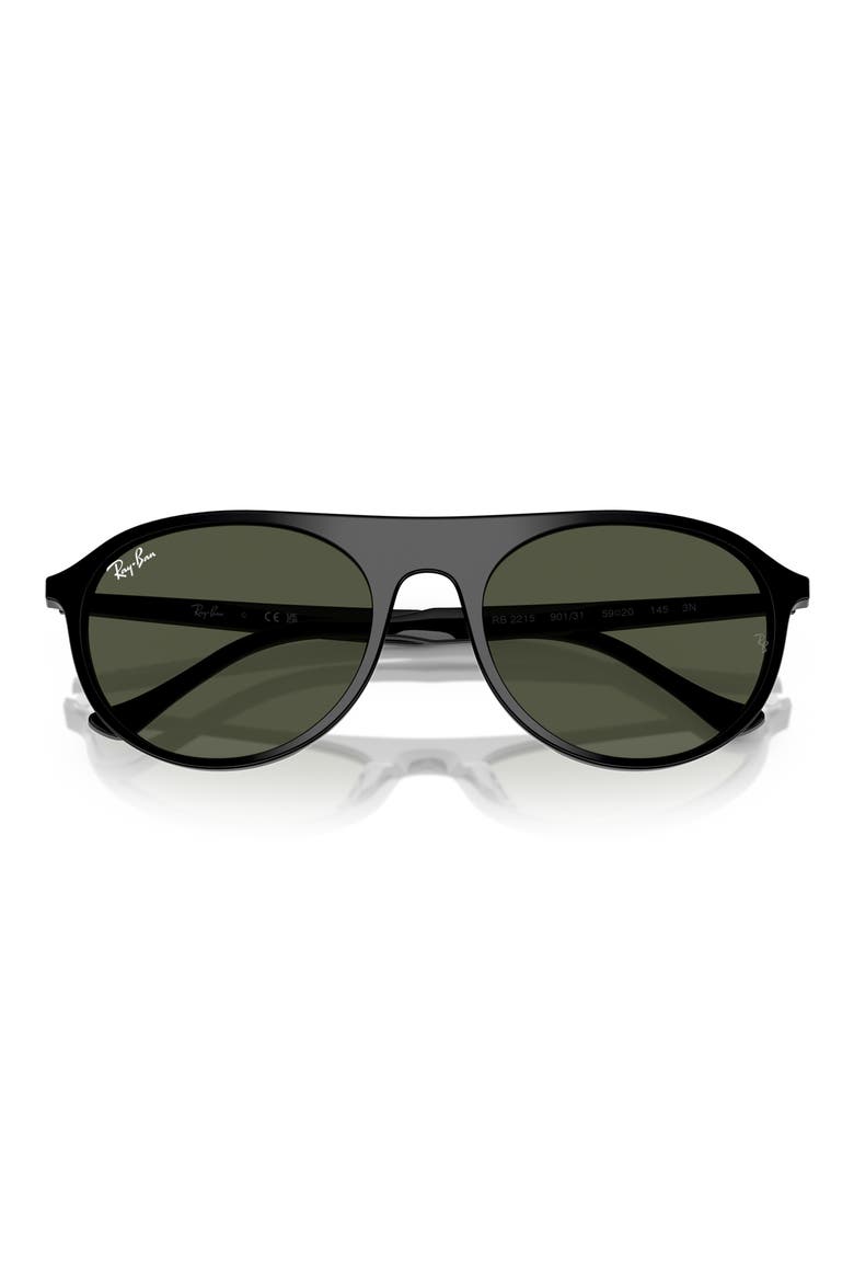 56mm Round Sunglasses, Alternate, color, BLACK