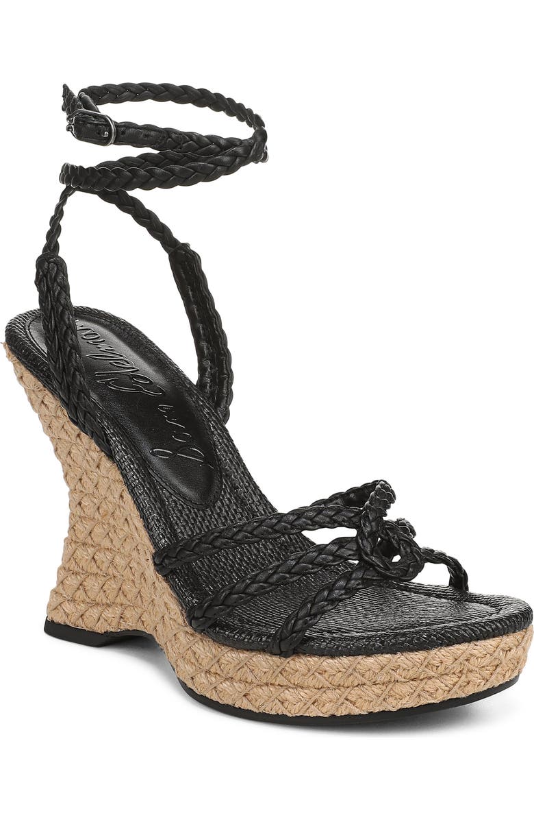 Sam Edelman Mindie Espadrille Ankle Strap Platform Wedge Sandal, Main, color, Black