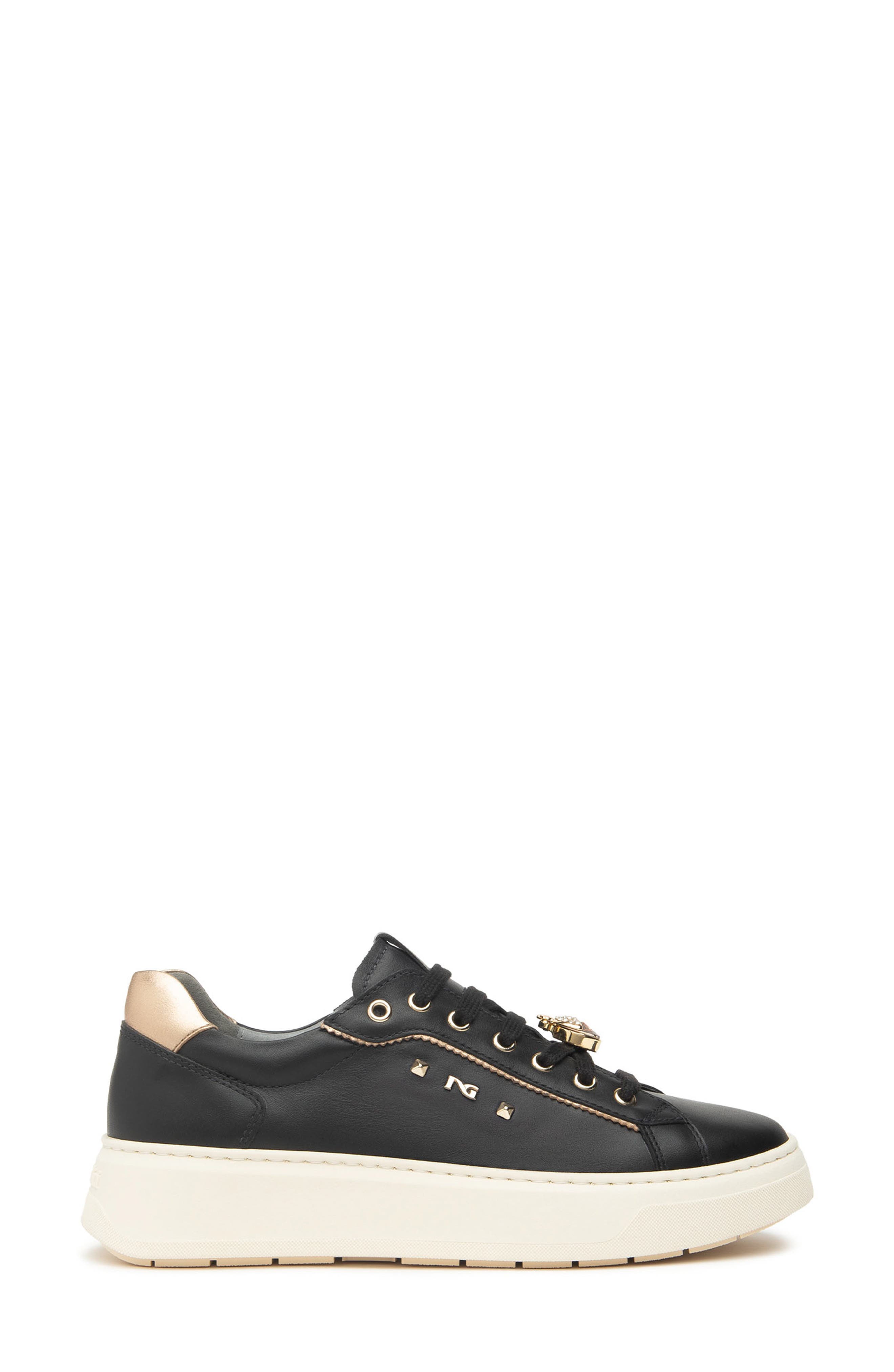 NeroGiardini Studded Platform Sneaker, Main, color, Black