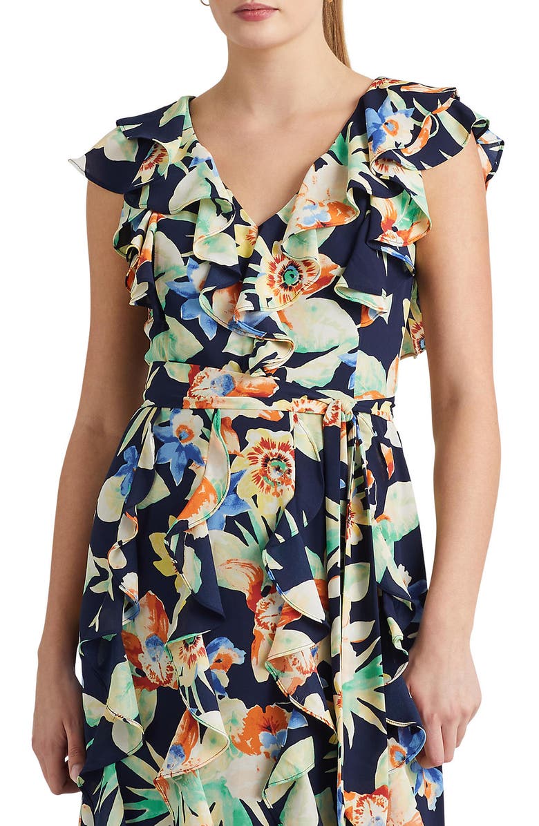Ralph Lauren Floral Tie Waist Dress, Alternate, color,