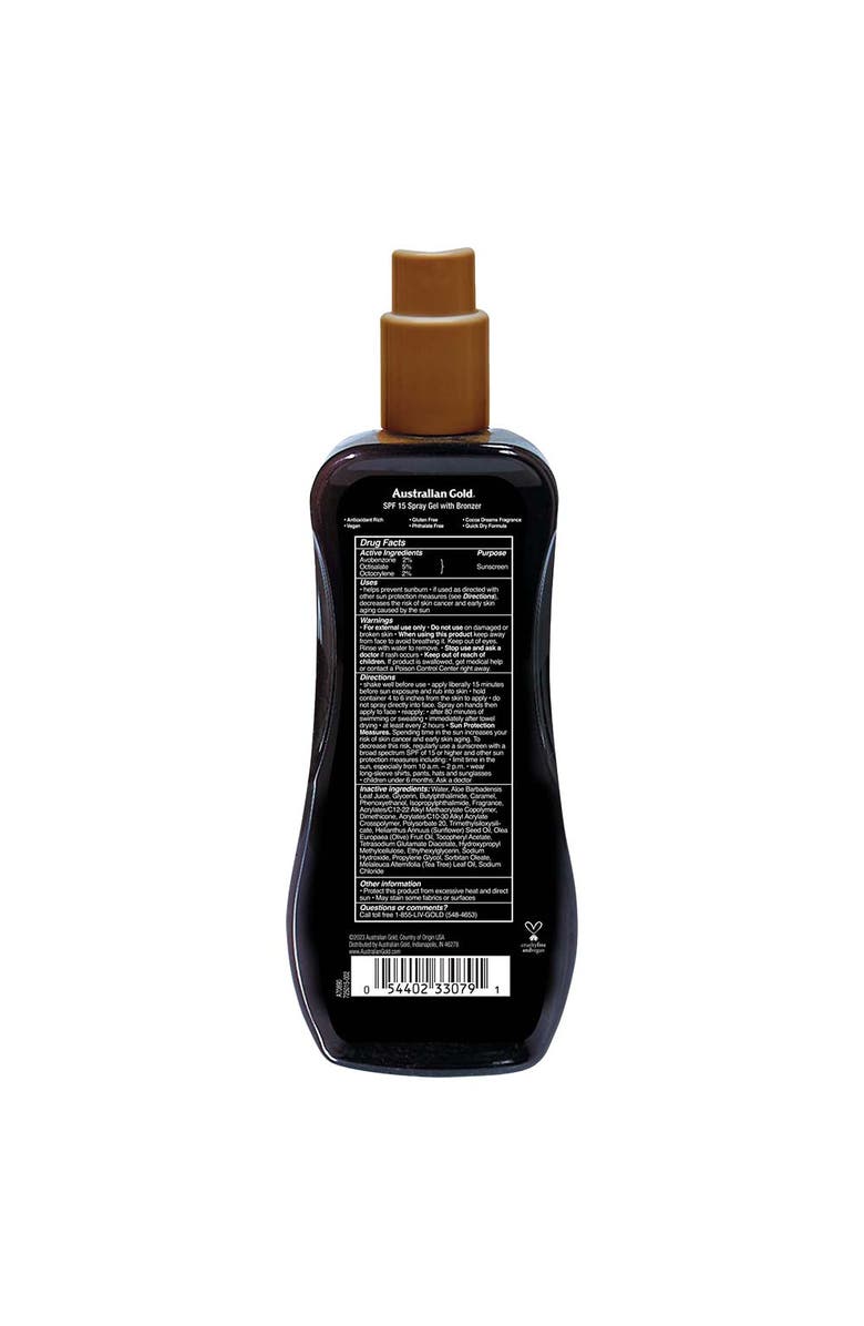 Australian Gold SPF 15 Spray Gel with Bronzer, Alternate, color, 