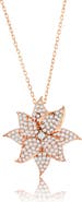 SUZY LEVIAN Rose Pavé Cubic Zirconia Flower Pendant Necklace