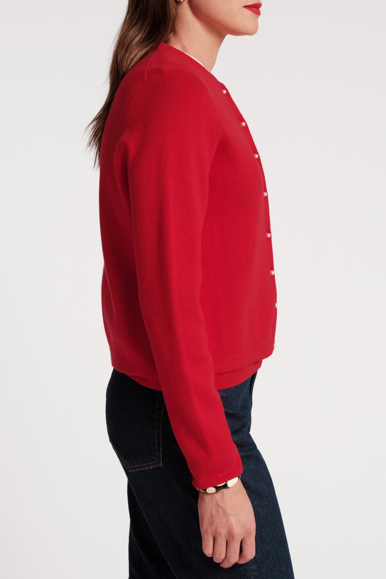 Darling Cardigan Colorblock Piping, Alternate, color, Red/Oyster