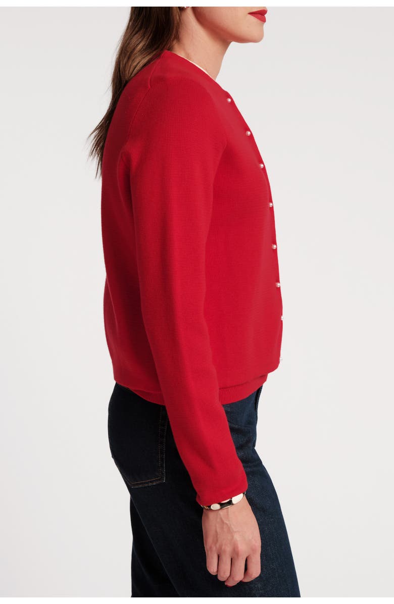 Frances Valentine Darling Cardigan Colorblock Piping, Alternate, color, Red/Oyster