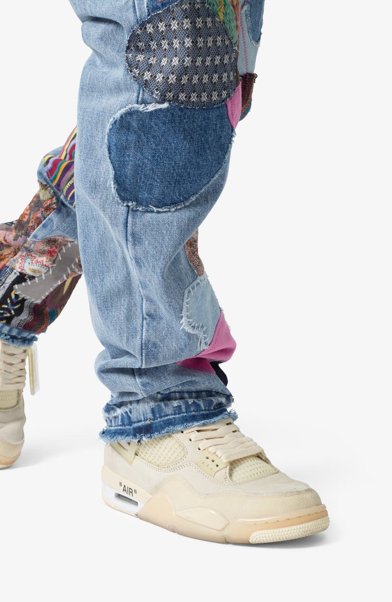 mnml Baggy Patchwork Release Hem Jeans, Alternate, color, Blue/ Multi